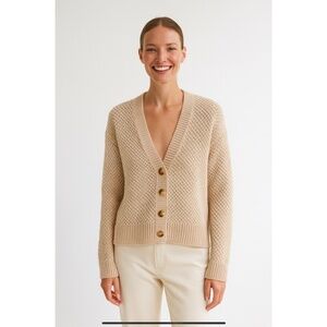 J MCLAUGHLIN TABITHA CARDIGAN SWEATER BUTTON FRONT OPEN KNIT RIBBED CUFF HEM S